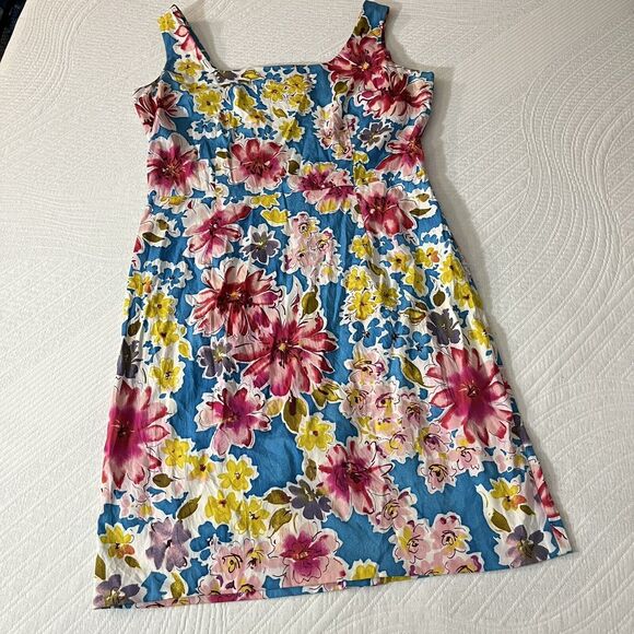 VTG ~RALSEY ~ Women's Cotton Sheath Dress blue Foral Sleeveless Size 12 - Picture 1 of 6